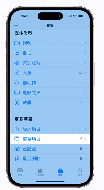 荔城苹果手机维修分享升级 iOS 16 后无法查看到“重复项目”相簿怎么办 