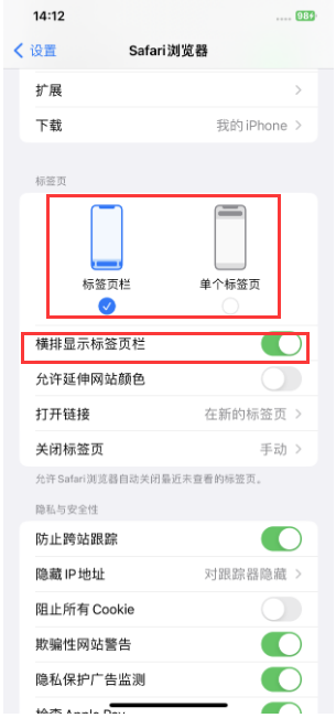 荔城苹果手机维修分享Safari浏览器如何切换标签栏位置 